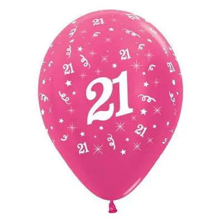 Sempertex | 6 Pack Age 21 Balloons - Metallic Fuchsia