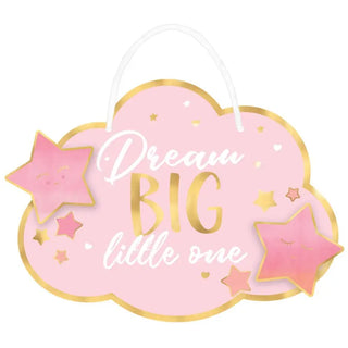 Oh Baby Girl Dream Big Little One Sign | Girl Baby Shower Supplies NZ