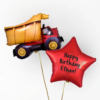 Dump Truck Personalised Foil Duo by Pop Balloons