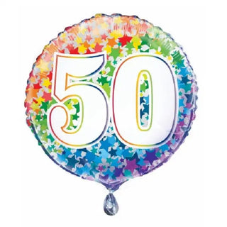 Rainbow Stars 50th Foil Balloon | 50th Party Theme & Supplies | Unique