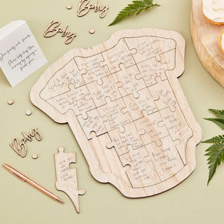 Ginger Ray | Wooden Puzzle Baby Guest Book | Baby Shower Supplies