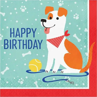 Amscan | Dog Party Happy Birthday Napkins - Lunch | Dog Party
