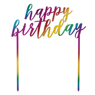 Rainbow Happy Birthday Cake Topper | Rainbow Party Supplies