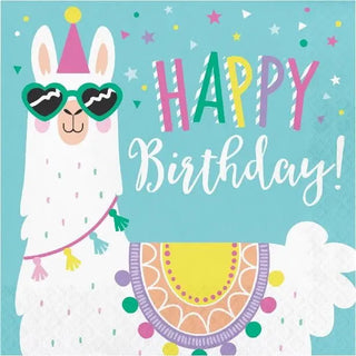 Amscan | Llama Party Happy Birthday Napkins - Lunch | Llama Party Theme & Supplies