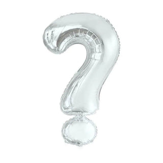 Giant Silver Question Mark Foil Balloon | Quiz Party Theme & Supplies | Meteor