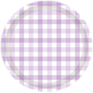 Pastel Purple Gingham Plates - Lunch 8 Pkt