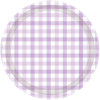 Pastel Purple Gingham Plates - Dinner 8 Pkt