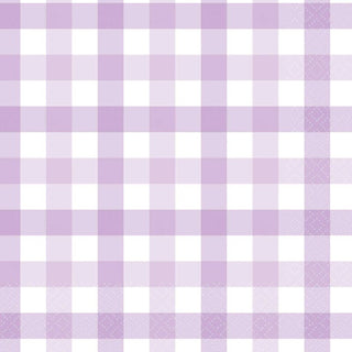 Pastel Purple Gingham Napkins - Lunch 16 Pkt