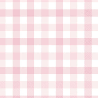 Pastel Pink Gingham Napkins - Lunch 16 Pkt
