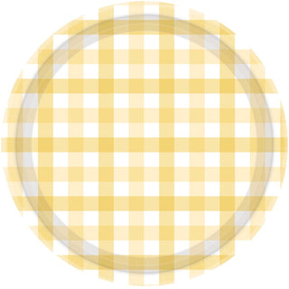 Pastel Yellow Gingham Plates - Lunch 8 Pkt