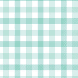 Pastel Mint Gingham Napkins - Lunch 16 Pkt