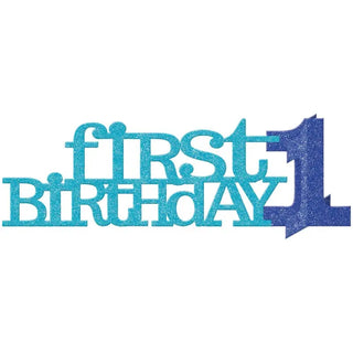 Blue Glitter 1st Birthday Centrepiece | Boy's 1st Birthday Party Supplies