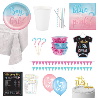 Deluxe Gender Reveal Party Pack for 8 - SAVE 21%