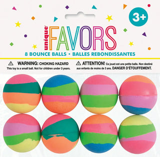 Unique | Pastel Stripe Bouncy Ball 8 Pack | Party Bag Filler Supplies