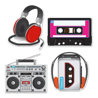 80s Cassette Player & Headphones Cutout Decorations | 1980s Party Supplies NZ