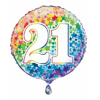 Rainbow Stars 21st Foil Balloon | 21st Party Theme & Supplies | Unique