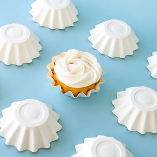 White Bloom Cupcake Baking Cups | White Party Supplies NZ