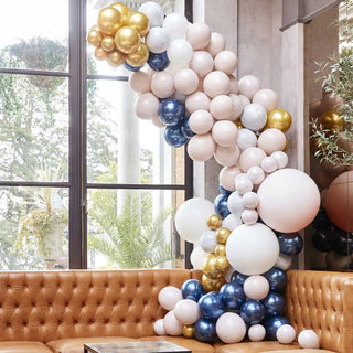 Ginger Ray | Luxe Marble Navy & Gold Chrome Balloon Arch Kit