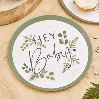 Ginger Ray | Botanical Hey Baby Shower Plates | Baby Shower Supplies NZ