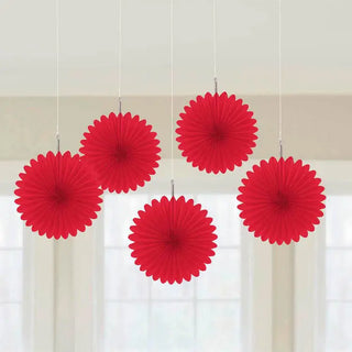 Red Mini Paper Fans | Red Party Decorations