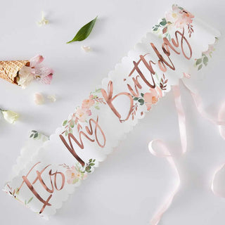 Ginger Ray | Floral Birthday Sash | Floral Party Supplies NZ