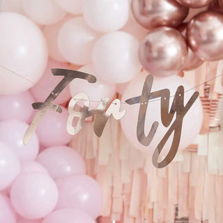 Ginger Ray | Rose Gold Forty Banner | 40th Birthday Party Supplies NZ