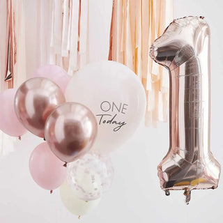 Ginger Ray | Pink & Rose Gold 1st Birthday Balloons | 1st Birthday Party Supplies NZ