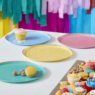 Ginger Ray | Gold Flecked Bright Plates | Pastel Party Supplies NZ