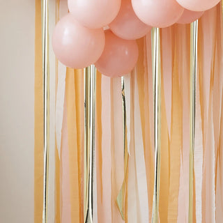 Ginger Ray | Peach & Gold Streamer Backdrop | Peach Party Supplies NZ
