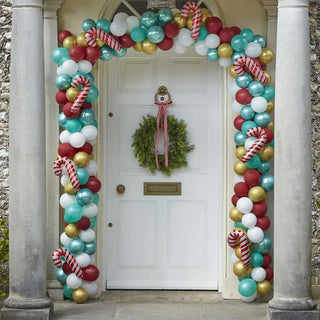 Ginger Ray | Candy Cane Christmas Door Balloon Arch Kit | Christmas Balloons NZ