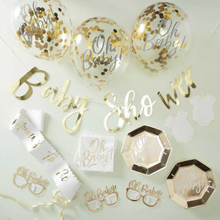 Ginger Ray | Gold Baby Shower Pack | Baby Shower Supplies NZ