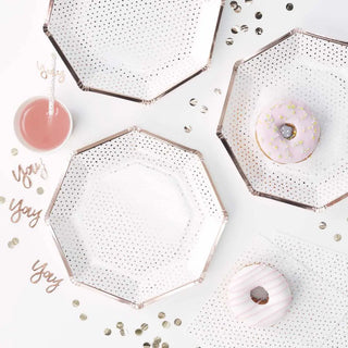 Ginger Ray | Spotty Rose Gold Plates | Rose Gold Party Supplies NZ