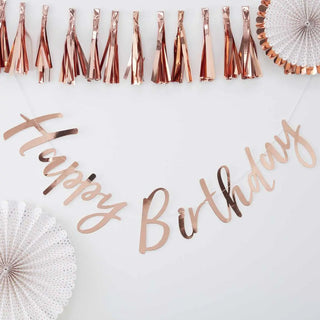 Ginger Ray | Rose Gold Birthday Banner | Rose Gold Party Supplies NZ
