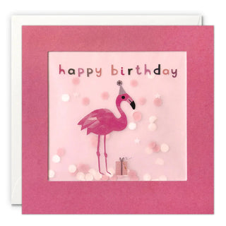 James Ellis Happy Birthday Flamingo Shakies Card