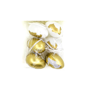 White & Gold Bunny Egg Decorations - 6 Pkt