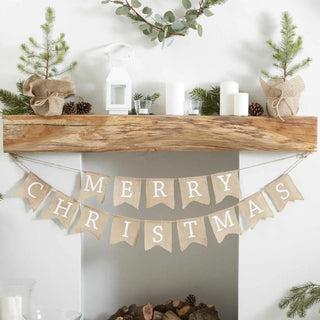 Ginger Ray | Hessian Burlap Merry Christmas Bunting | Christmas Decorations NZ