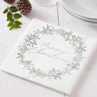Ginger Ray | Mistletoe Wreath Christmas Napkins | Christmas Tableware NZ