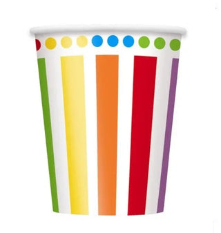 Rainbow Dots & Stripes Cups - 8 Pkt