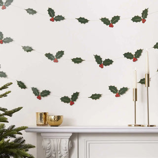 Ginger Ray | Holly Leaves Christmas Garland | Christmas Decorations NZ