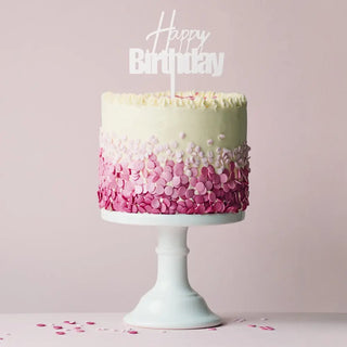 White Happy Birthday Cake Topper | White Party Supplies NZ