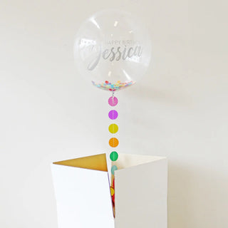 POP BALLOON | Rainbow Personalised Happy Birthday Bubble Balloon | Rainbow party supplies NZ