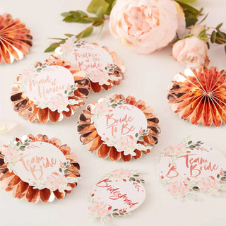 Ginger Ray Floral Hen Party Badges | Bridal Shower Party Theme & Supplies | Ginger Ray