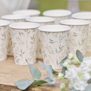 Ginger Ray | White & Green Christening Cups | Christening Supplies NZ