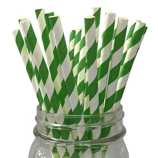 Emerald Green Striped Paper Straws | Green Party Supplies NZ