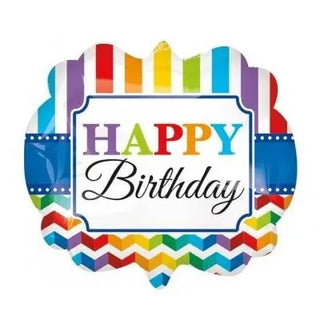 Happy Birthday Bright Chevron & Stripes Foil Balloon - LAST ONE
