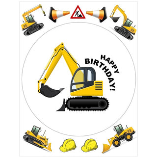 Construction Digger Edible Cake Image | Construction Party Supplies NZ