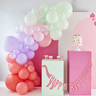 Ginger Ray | Pink Lilac & Pastel Green Balloon Arch Kit | Pink Dinosaur Party Supplies NZ