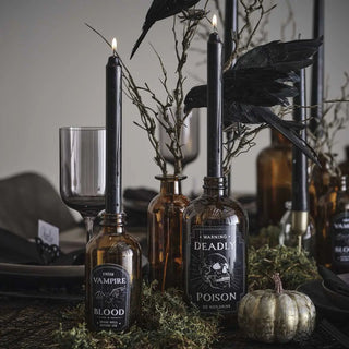 Ginger Ray | Halloween Candle Holders with Black Dinner Candles | Halloween Party Supplies NZ