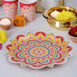 Ginger Ray | Multicoloured Paper Diwali Plates | Diwali Party Supplies NZ