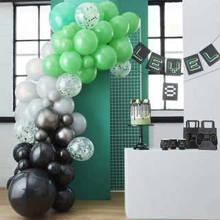 Ginger Ray | Black Green Grey Balloon Garland | Gaming Party Supplies NZ